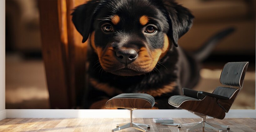 Rottweiler Puppy Joins The Family Fun Wall Murals