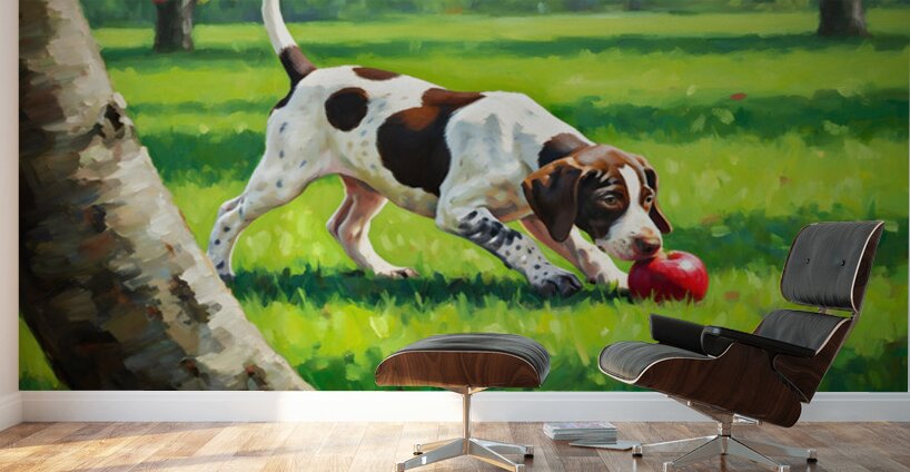 German Shorthaired Pointer Puppy Discovers Apple Orchard Wall Murals