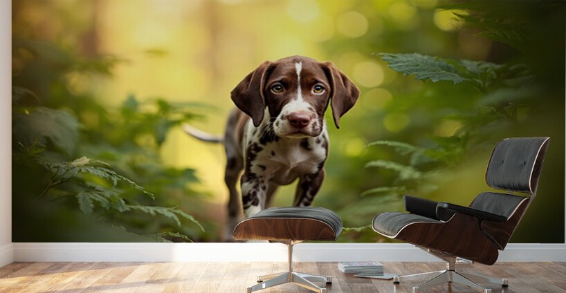 German Shorthaired Pointer Puppy Explores Forest Trail Wall Murals