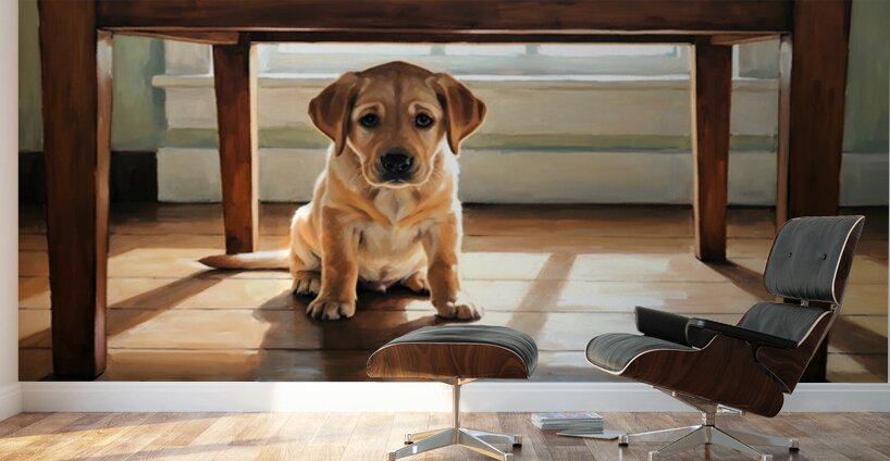 Brave Labrador Puppy Emerges After Storm Passes Wall Murals