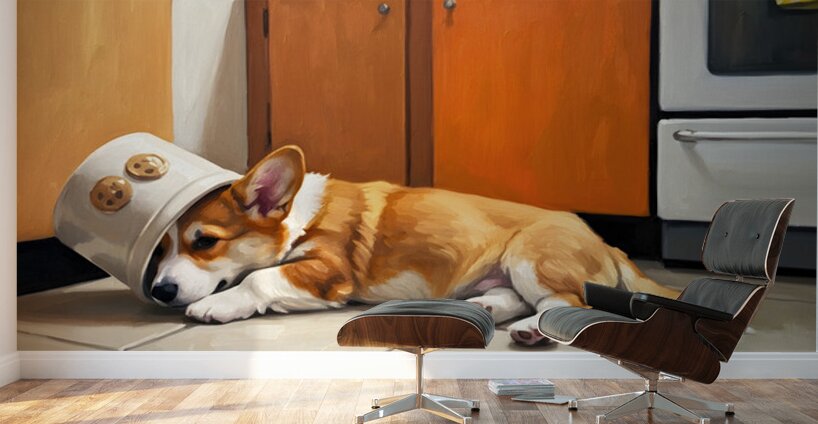 Free Corgi Puppy Celebrates His Escape Wall Murals