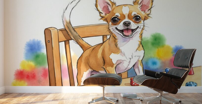 Puppy Participates In Family Board Game Wall Murals