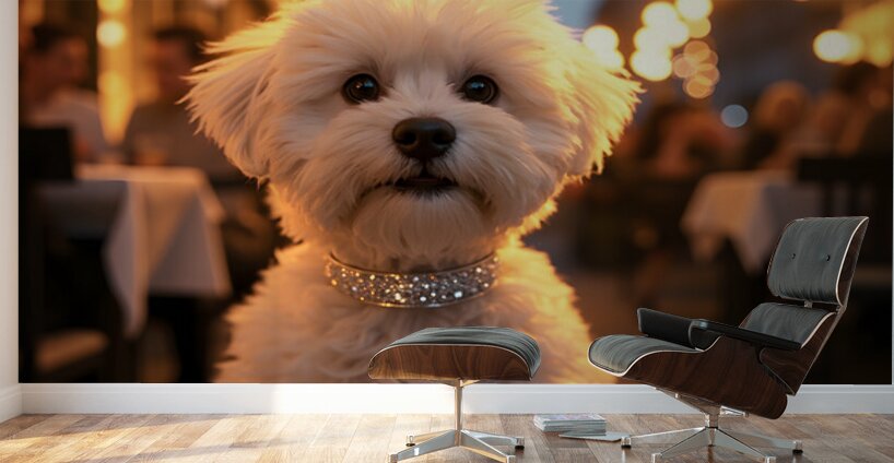 Bichon Frise Puppy Rests After Fun Evening Wall Murals