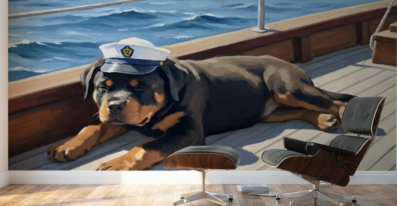 Brave Puppy Navigator Spots Land Ahead Wall Murals