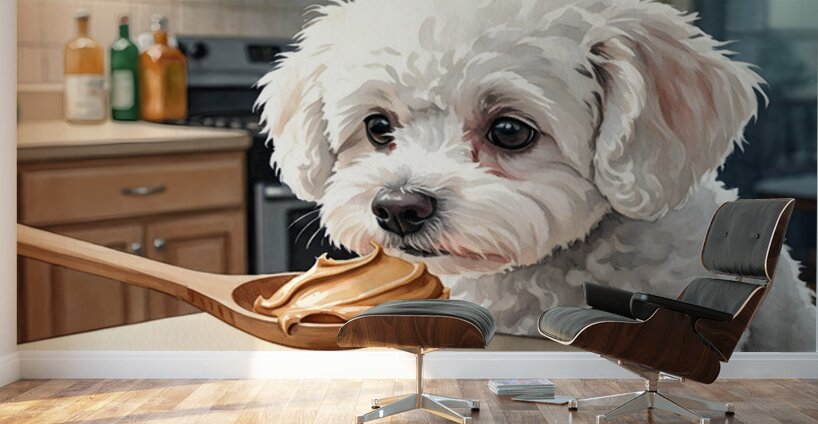 Bichon Frise Puppy Discovers Something New Wall Murals