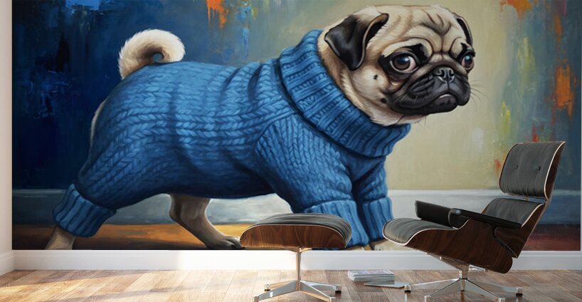 Pug Puppy Successfully Escapes Sleeve Wall Murals