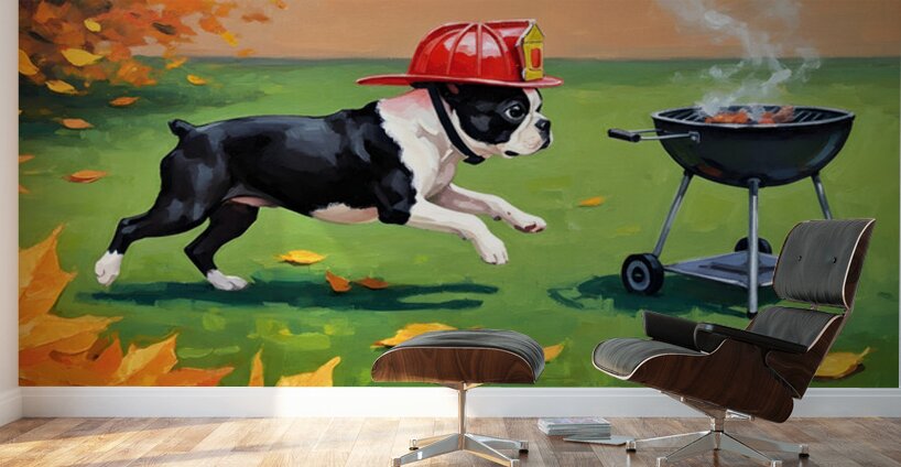 Heroic Boston Terrier Puppy Successfully Completes First Mission Wall Murals