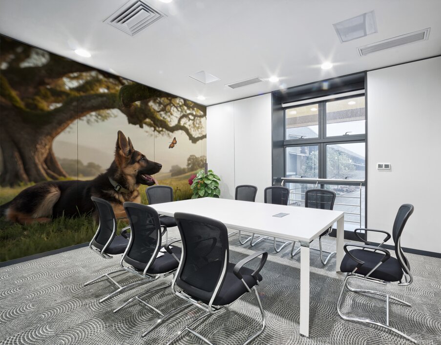 German Shepherd Puppy Resting Watches Butterfly Wall Printing