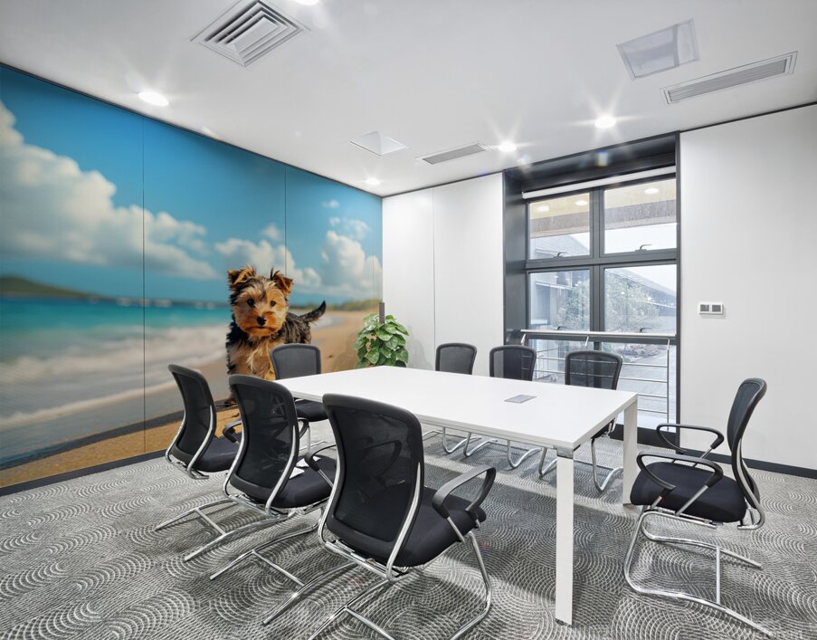 Yorkshire Terrier Puppy Discovers The Beach Wall Printing
