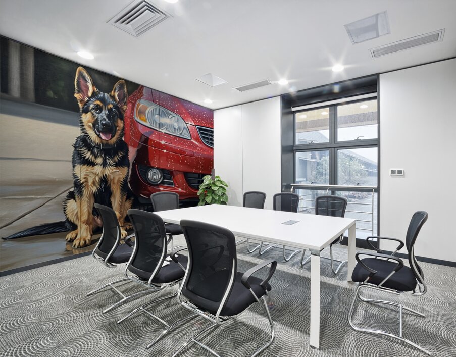 Clean German Shepherd Puppy After Successful Car Wash Wall Printing