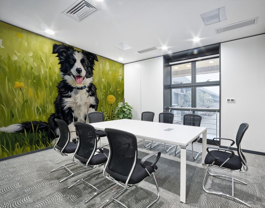 Happy Border Collie Puppy After Dandelion Discovery Wall Printing