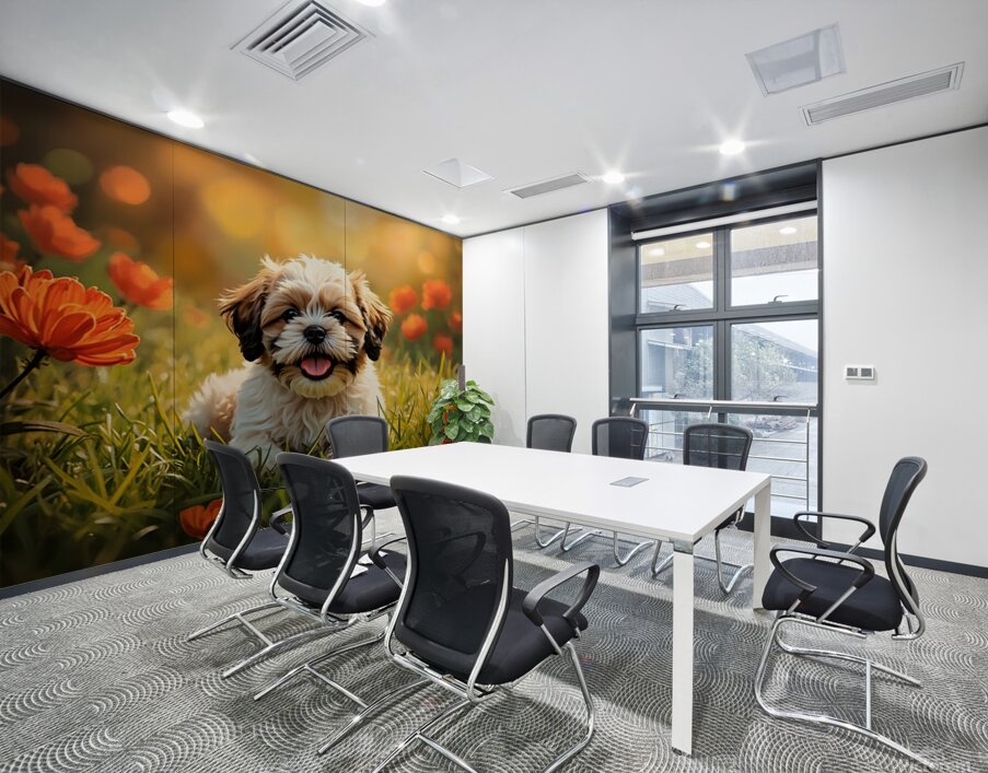 Happy Shih Tzu Puppy Rests After First Adventure Wall Printing