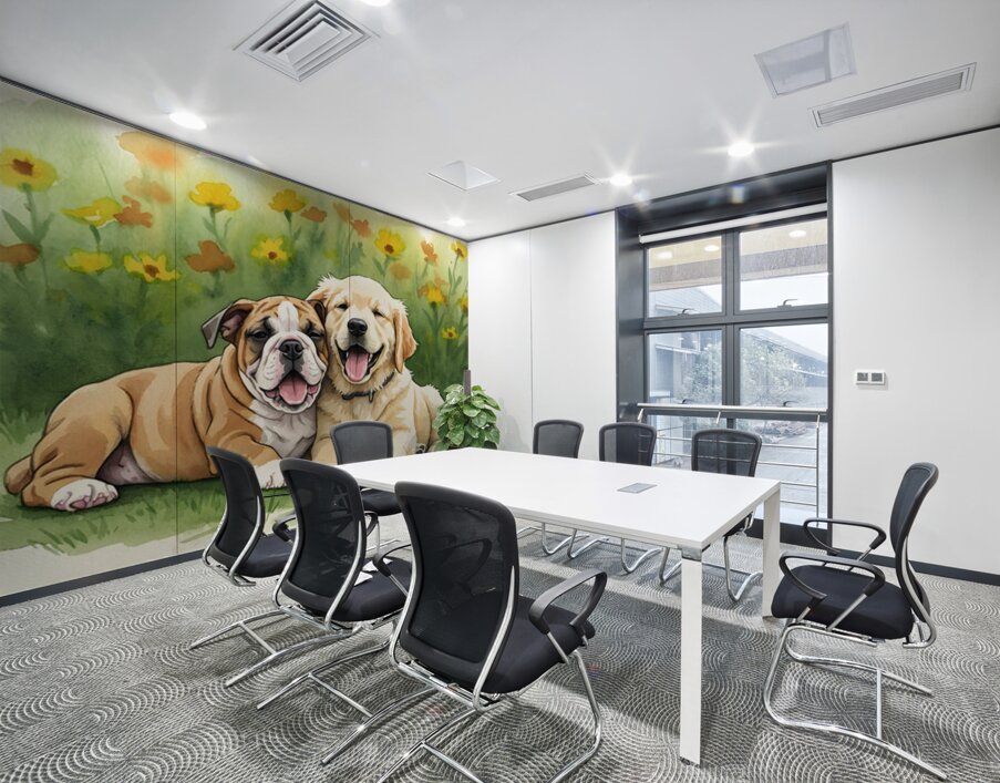 Bulldog Puppy Rests With New Best Friend Wall Printing