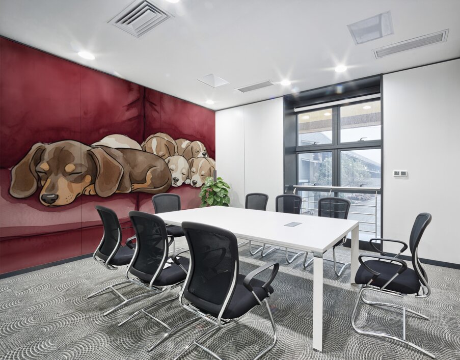 Dachshund Puppy Naps With New Friends Wall Printing