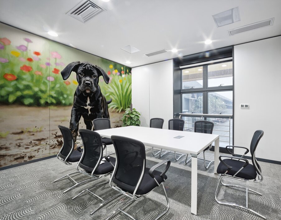 Cane Corso Puppy Playing In Muddy Garden Wall Printing
