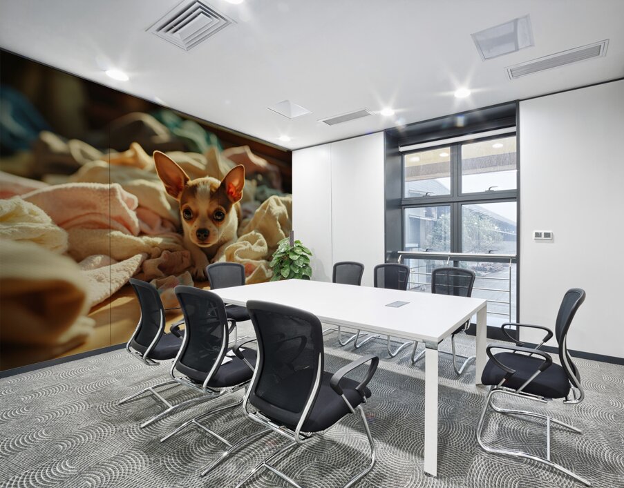 Chihuahua Puppy Discovers Laundry Adventure Wall Printing