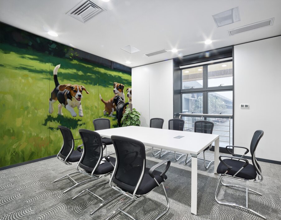 Beagle Puppy Runs To Join Sibling Playtime Fun Wall Printing