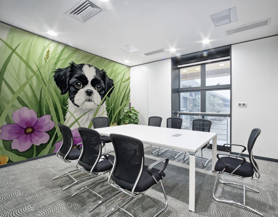 Shih Tzu Puppy Hiding In Tall Grass Wall Printing