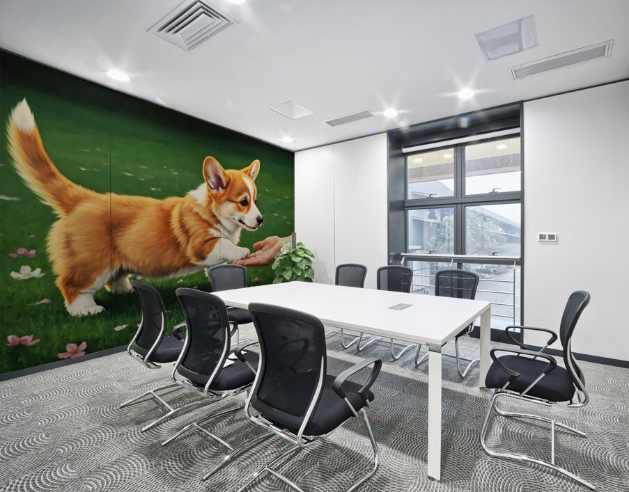 Proud Corgi Puppy Celebrates Learning New Trick Wall Printing