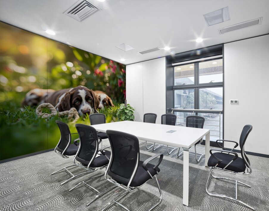 German Shorthaired Pointer Puppies Share Chew Toy Together Wall Printing