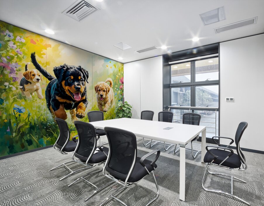 Rottweiler Puppy Ready To Play With Siblings Wall Printing