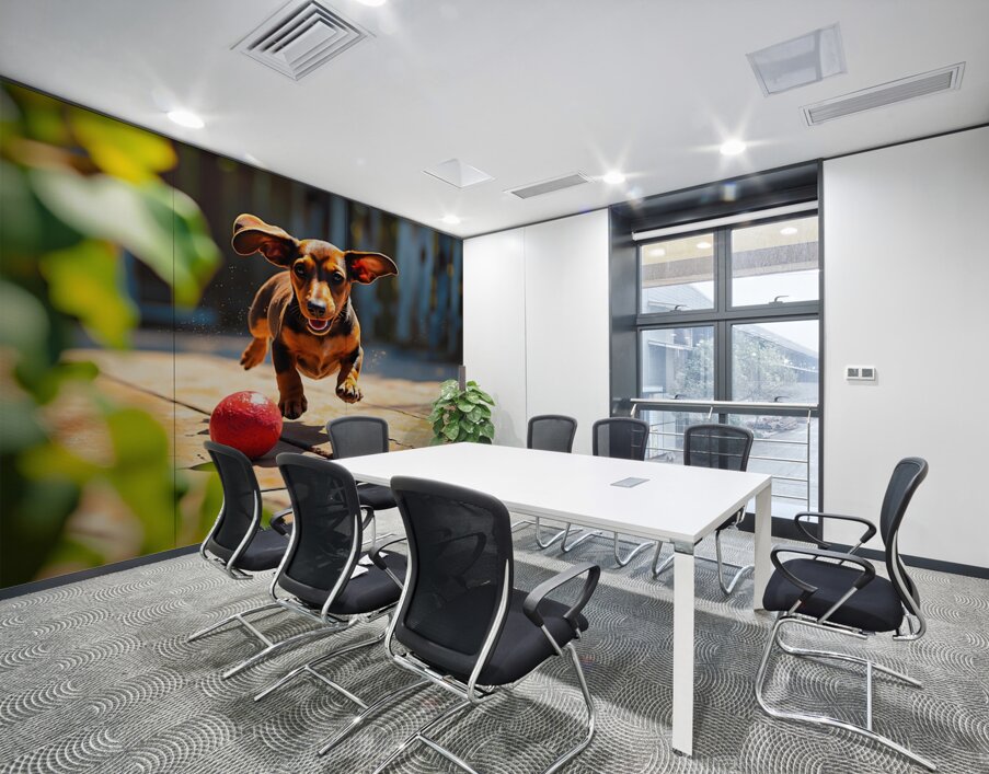 Dachshund Puppys Morning Garden Bounce Wall Printing