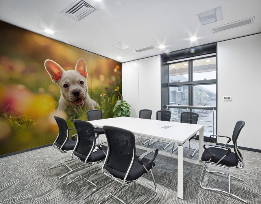 French Bulldog Puppys Cozy Evening Sploot By Fireplace Wall Printing