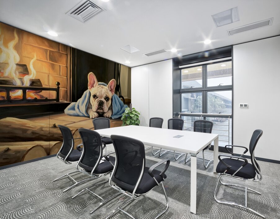 French Bulldog Puppy Happy And Warm After Beach Adventure Wall Printing