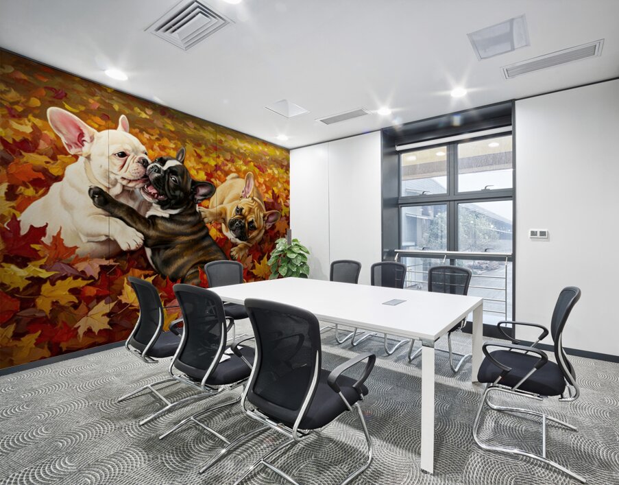 French Bulldog Puppy Rests After Autumn Play Wall Printing