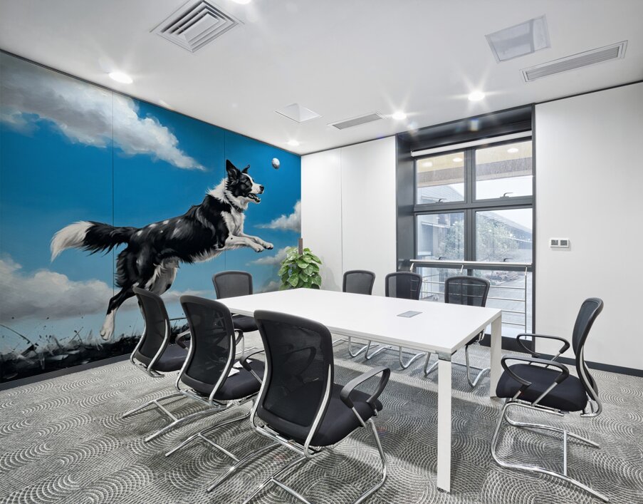 Successful Border Collie Puppy With Tennis Ball Wall Printing