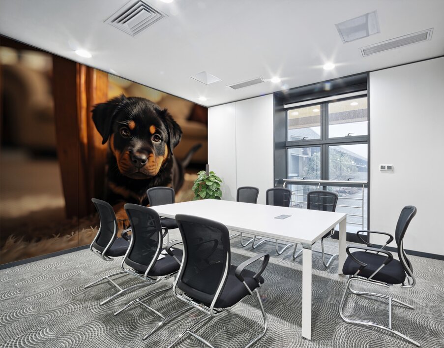 Rottweiler Puppy Joins The Family Fun Wall Printing