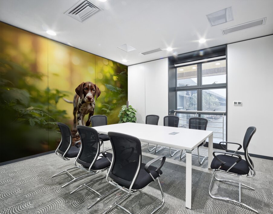 German Shorthaired Pointer Puppy Explores Forest Trail Wall Printing