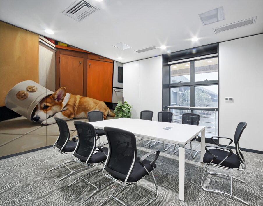 Free Corgi Puppy Celebrates His Escape Wall Printing