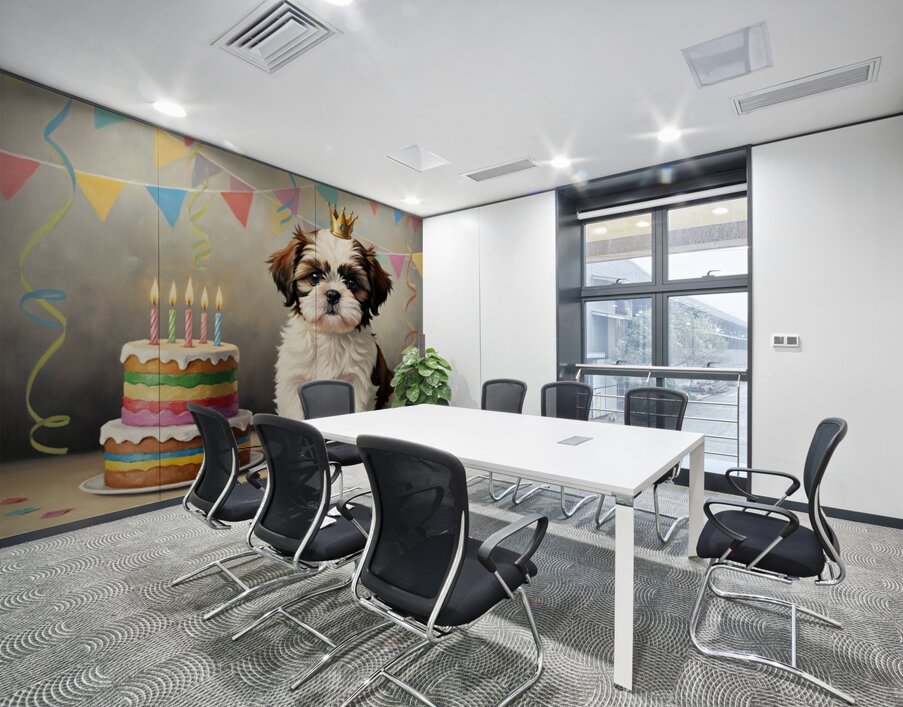 Sleepy Birthday Puppy Rests After Party Fun Wall Printing