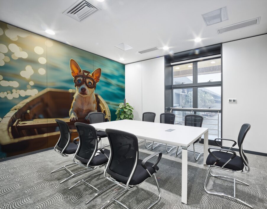 Chihuahua Puppy At Lake With Aviator Goggles Wall Printing