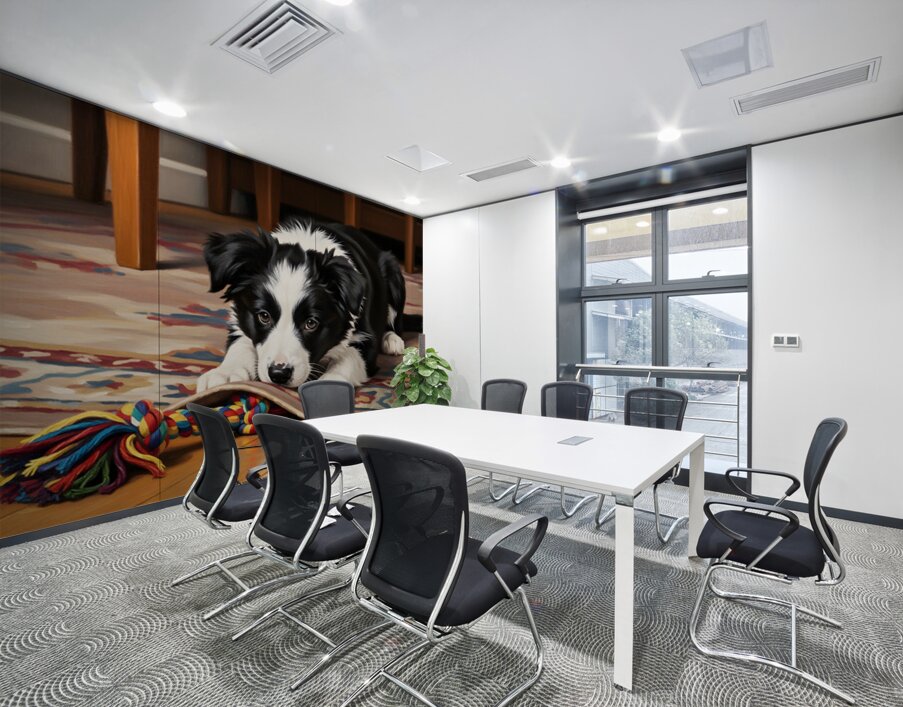 Border Collie Puppy Discovers Perfect Hiding Spot Wall Printing
