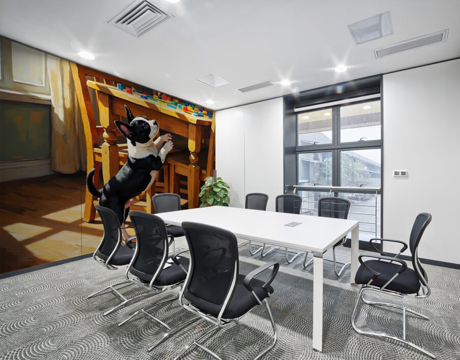 Boston Terrier Puppy Watches Family Board Game Wall Printing