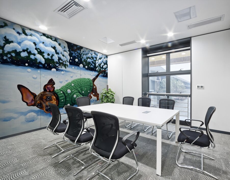 Sleepy Dachshund Puppy Warms Up By Cozy Winter Fireplace Wall Printing