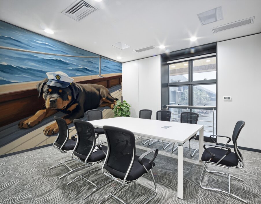 Brave Puppy Navigator Spots Land Ahead Wall Printing