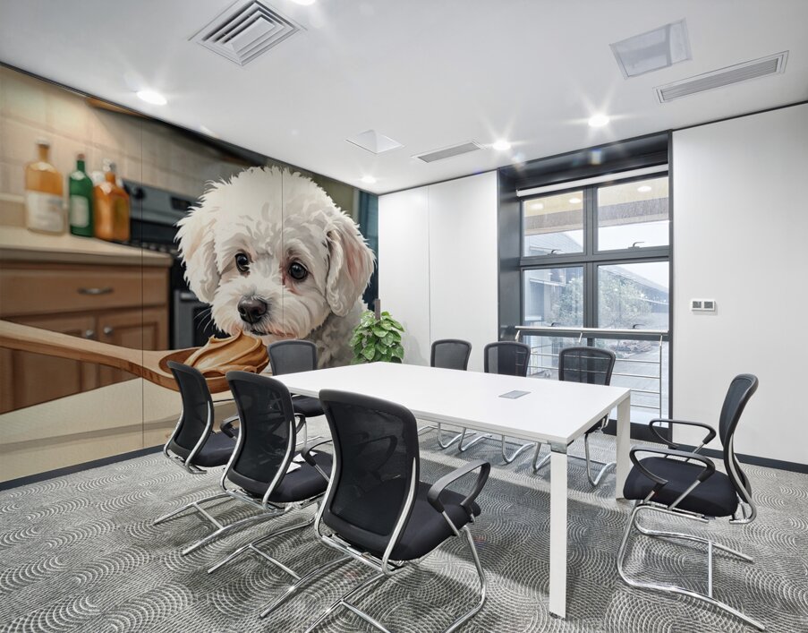Bichon Frise Puppy Discovers Something New Wall Printing