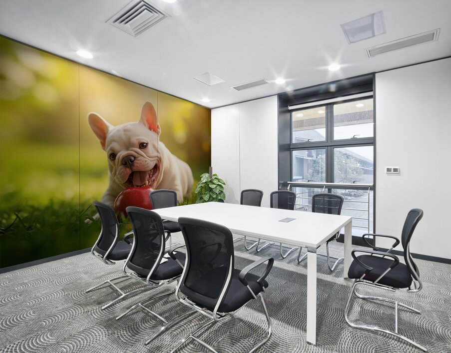 Satisfied Puppy After Apple Snack Wall Printing