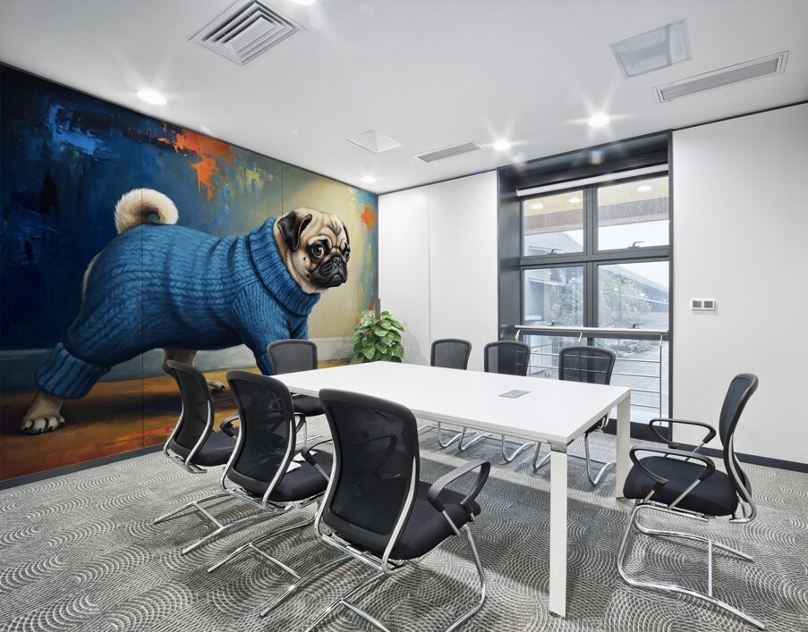 Pug Puppy Successfully Escapes Sleeve Wall Printing