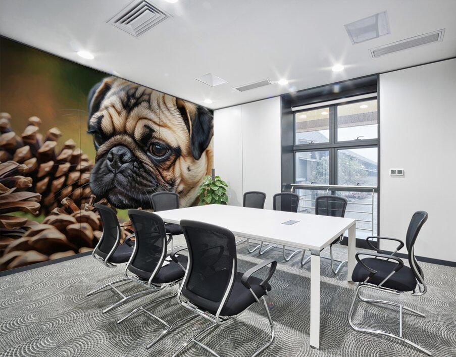 Pug Puppy Discovers Interesting Scents On Floor Wall Printing