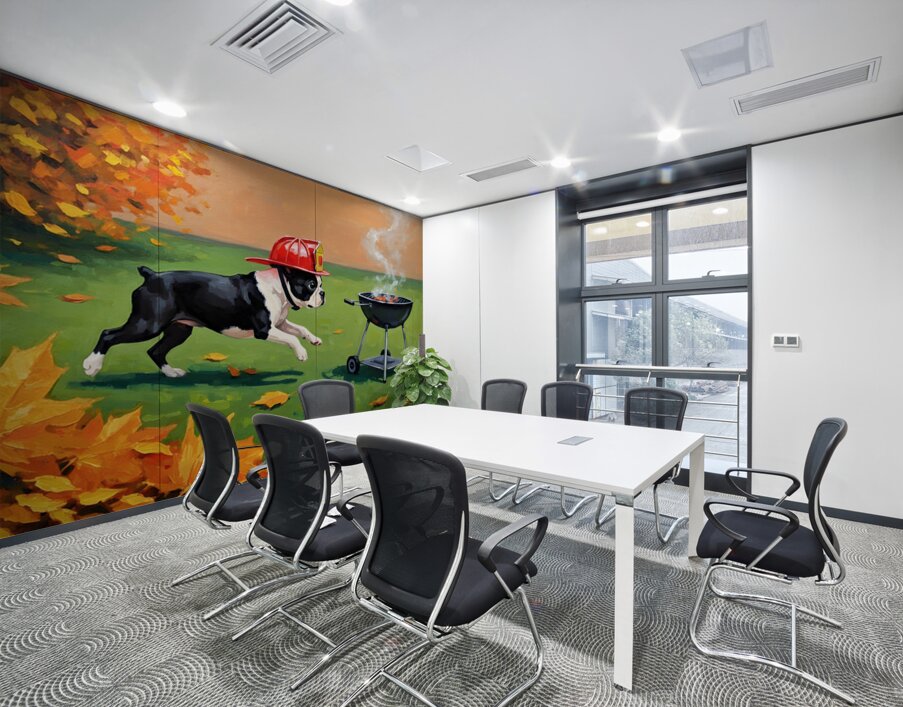 Heroic Boston Terrier Puppy Successfully Completes First Mission Wall Printing