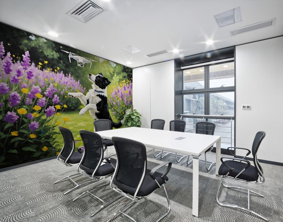 Border Collie Puppy Spots Something In The Sky Wall Printing