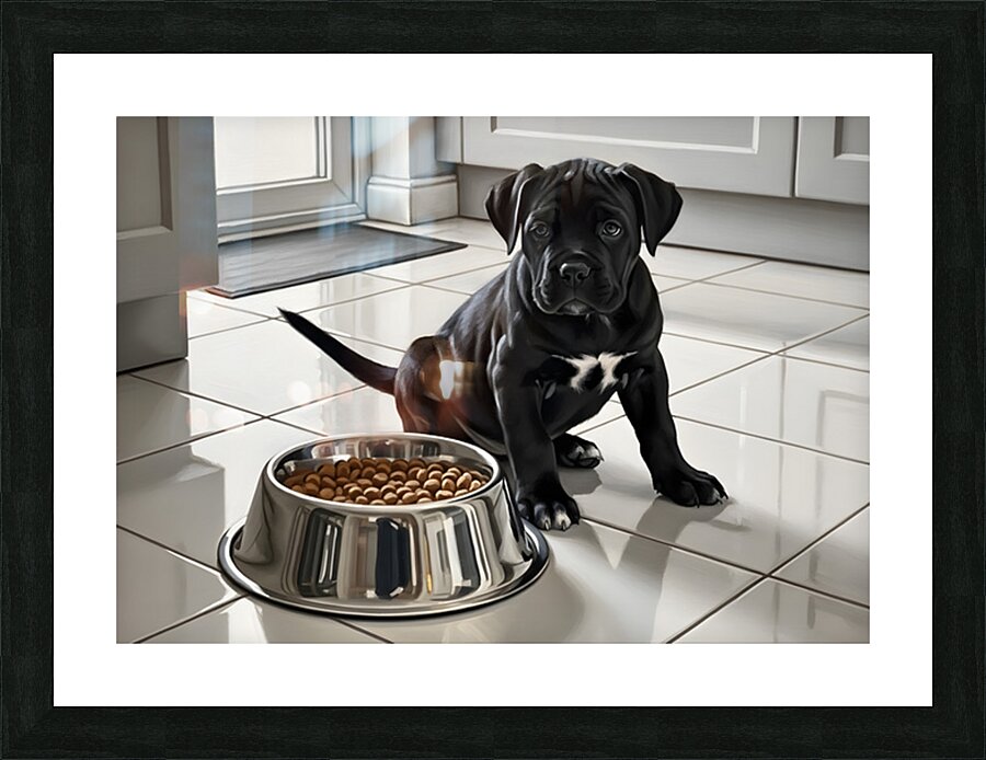 Cane Corso Puppy Discovers Dinner Time Picture Frame print