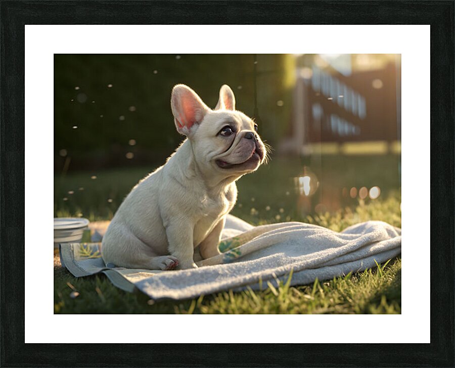 Clean And Fluffy French Bulldog Puppy In Sunlight Picture Frame print