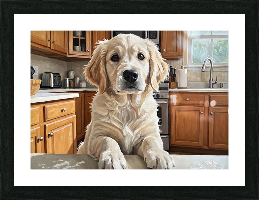 Golden Retriever Puppys Kitchen Discovery Picture Frame print