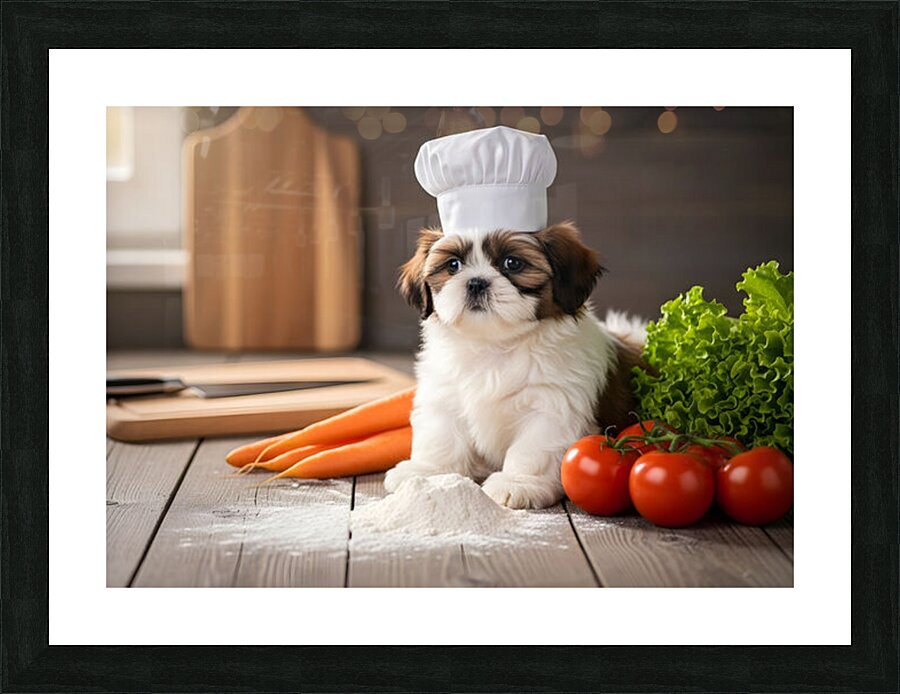 Shih Tzu Puppy Chef Ready To Cook Picture Frame print
