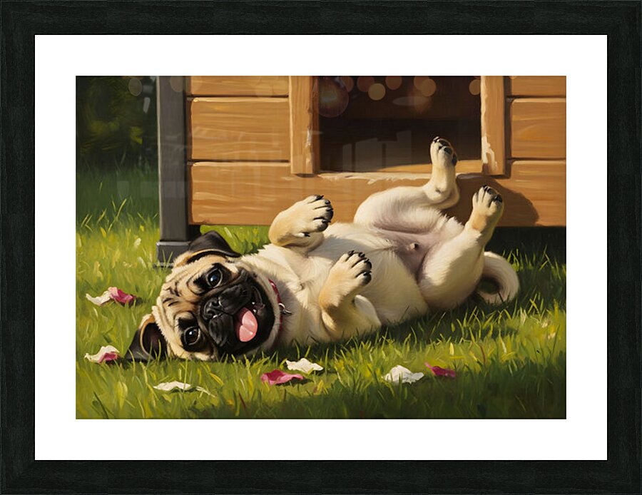 Playful Pug Puppy Enjoys Afternoon Fun Picture Frame print